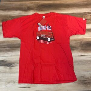 Indigo Red Graphic T-Shirt 1X Red Runner Wagon Cotton Streetwear Red 2000s
